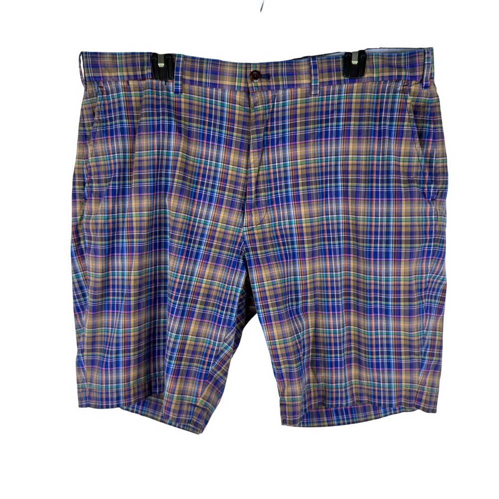 Polo Golf Ralph Lauren Madras Plaid Shorts Mens 38" Golf Classic Fit 10" Blue
